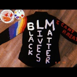 Hand painted button up black shirt